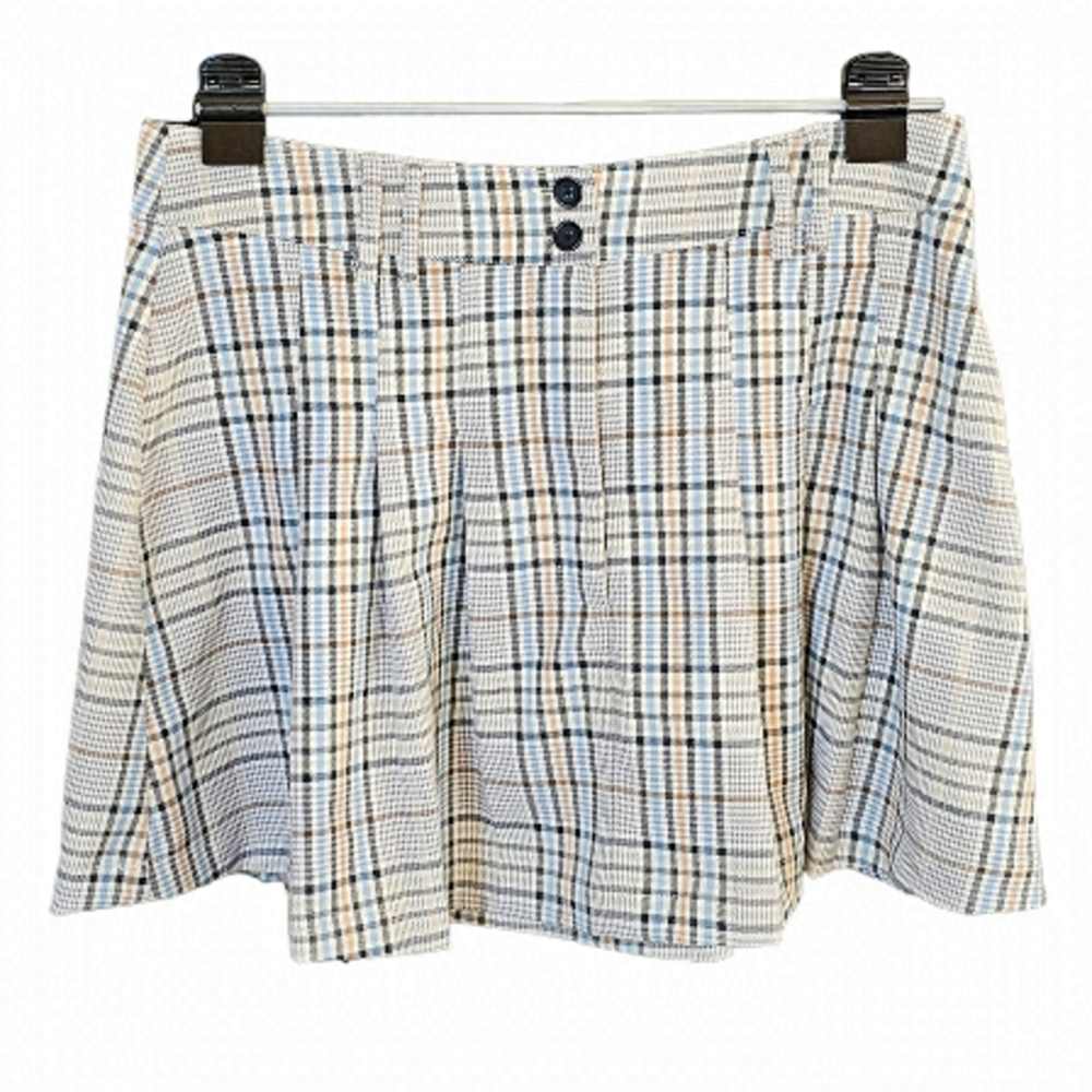 GLASSONS Plaid Pleated Mini Skirt Light Academia Size 14